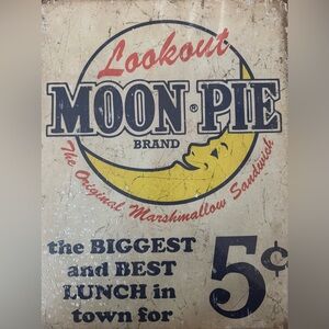 Moon Pie Vintage Logo Wall Art - Yellow & Navy
